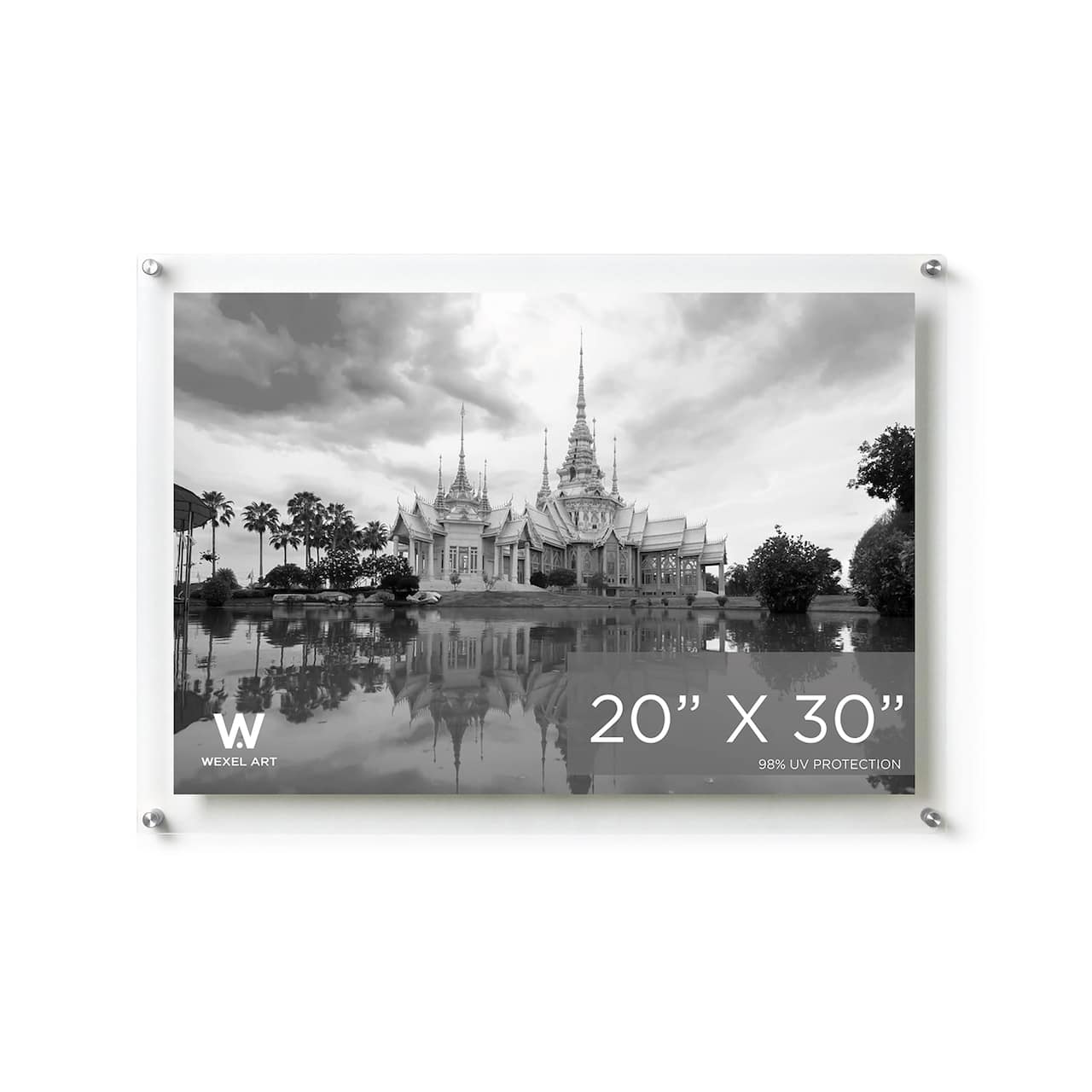 Wexel Art Double Panel Clear Acrylic Floating Wall Frame with Gold Hardware